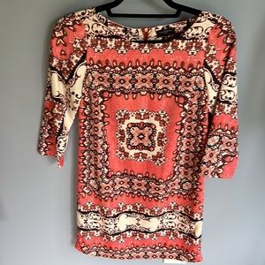 The Limited xxs petite dress salmon pink with black and beige dressy